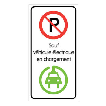 Affiche - Défense de stationner sauf véhicules électriques - Aluminium 0.064 - Vinyle Grade Ingénieur - 12x24 - STANDARD IZ