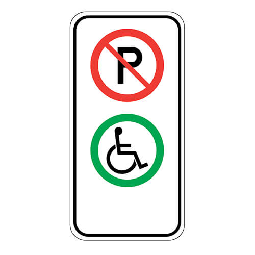 Affiche - Stationnement interdit, handicapée - Aluminium 0.064 - Vinyle ingénieur laminé glacé - 12X24 - STANDARD IZ