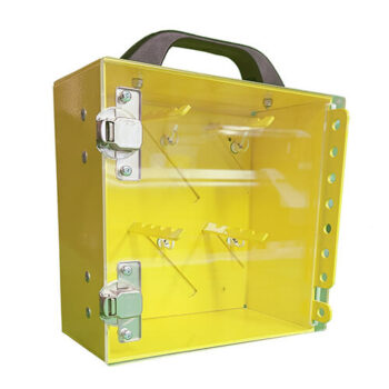 Verrouillage - Boite portative - aluminium 0.080 - Peinture cuite jaune - 4 Pin - 9x9x5 - STANDARD IZ