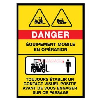Affiche - Danger équipement mobile - Aluminium 0.064 - Vinyle grade ingénieur laminé glacé - 20x28 - STANDARD IZ