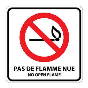 Affiche - Pas de flamme nue - Aluminium 0.064 - Vinyle Grade Ingénieur Imprimé Laminé Glacé - 18x18 - STANDARD