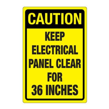 Affiche - Keep electrical panel clear - Aluminium 0.064 - Vinyle régulier laminé glacé - 8x12 - STANDARD IZ